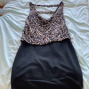 Soprano Leopard Print / Black Cotton Dress (Size Small)